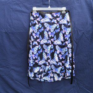 Butterfly Print Wrap Skirt